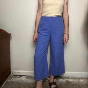 POINT SUR jcrew linen cobalt blue pants size 2 fits size Small perfectly